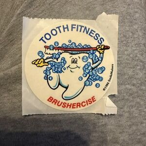 Vintage Tooth Fitness Brushercise Sticker 1984 SmileMakers-Dentist-Hygienist 3"D
